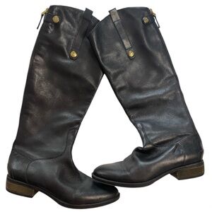 Sam Edelman Penny Tall Black Leather Riding Boots Women's 7.5M